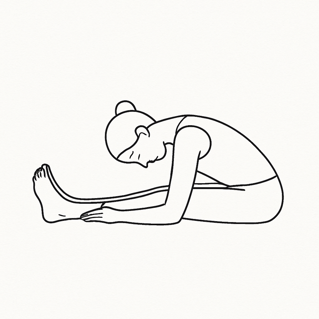 Yin Yoga Caterpillar (Raupe) - sitzende Vorwärtsbeuge mit rundem Rücken für Hamstring-Dehnung